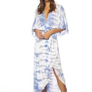 Young Fabulous & Broke YFB, Isla Sky Frequency Tie Dye Faux Wrap Maxi Dress XS